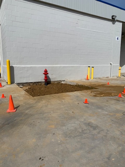 fire hydrant coned off